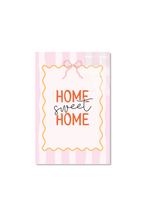 Sarı Pembe Çizgili "Home Sweet Home" Cam Tablo