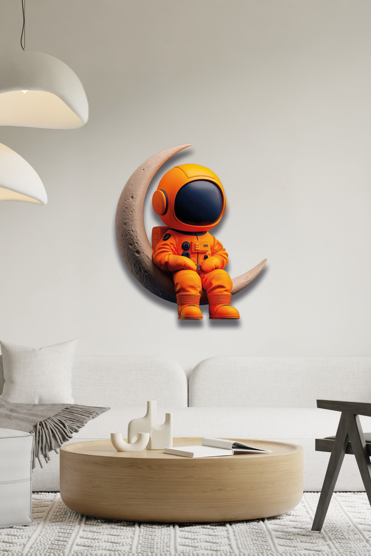 Sevimli Mini Astronot Uzay Temalı Metal Tablo