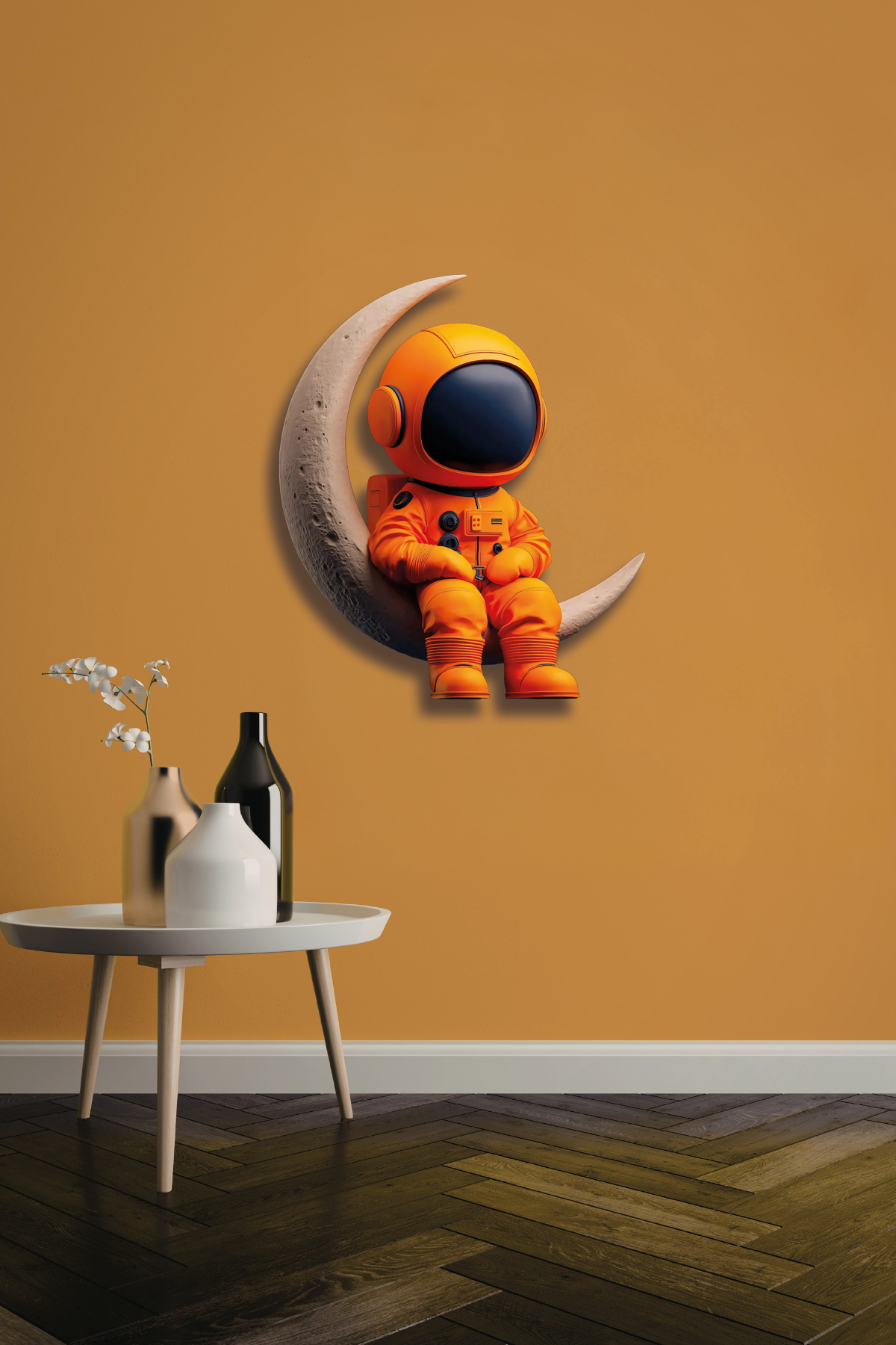 Sevimli Mini Astronot Uzay Temalı Metal Tablo