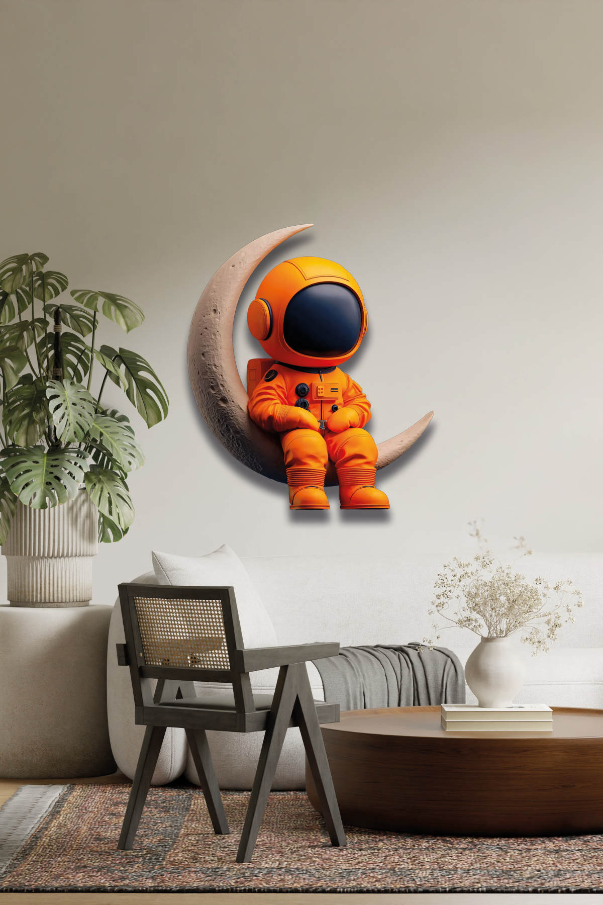 Sevimli Mini Astronot Uzay Temalı Metal Tablo