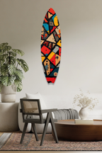 Soyut Geometrik Desenli Modern Sörf Tahtası Metal Tablo