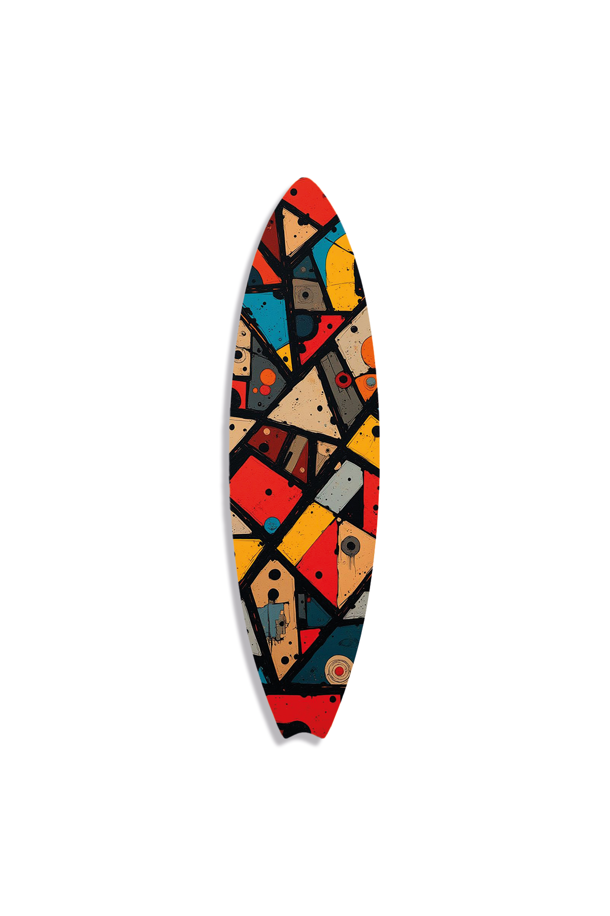 Soyut Geometrik Desenli Modern Sörf Tahtası Metal Tablo
