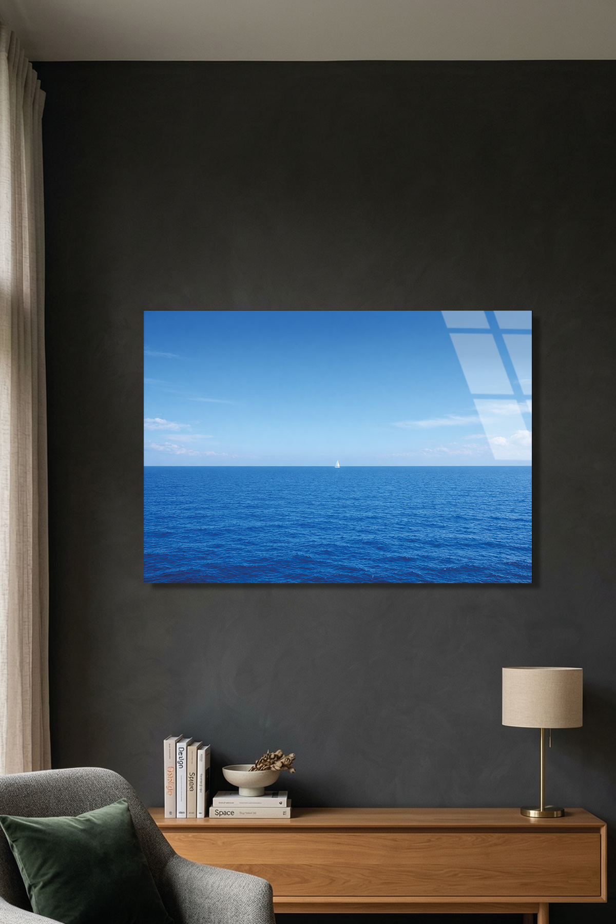 Ufuk Çizgisinde Yelkenli Cam Tablo | Vitraum