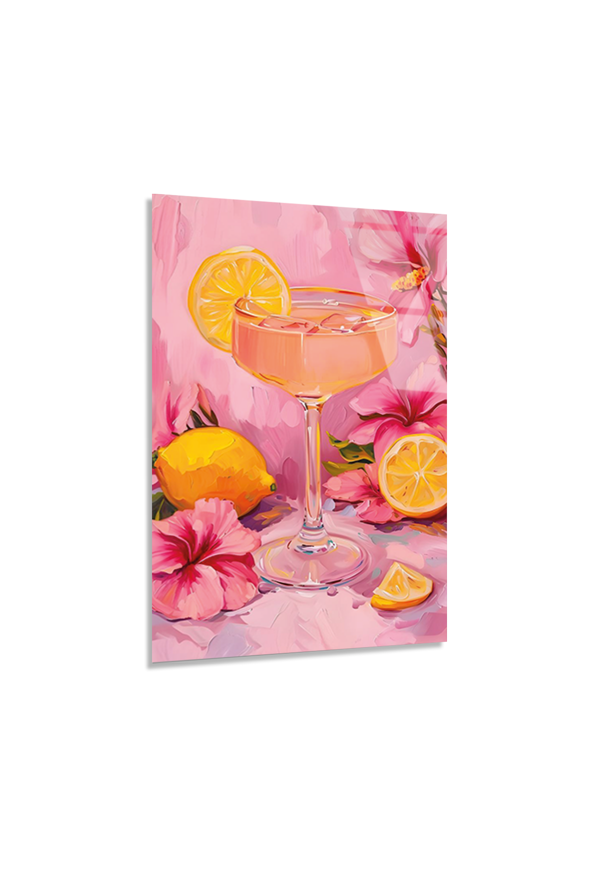 Yağlı Boya Dokulu Tropikal Kokteyl Temalı Cam Tablo | Cam Tablo – Ürün Görseli